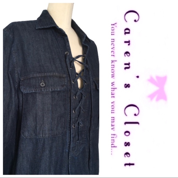 Ralph Lauren Denim Supply Dark Denim Laced Dress - Picture 6 of 9